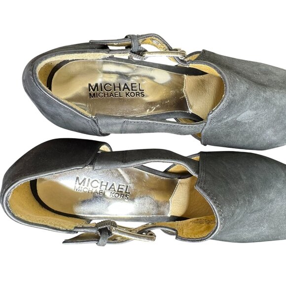 NWOB Michael Kors "Greenwich" Black Leather Peep-Toe Heels, 4.5" Heel, Size 9 - Picture 6 of 11